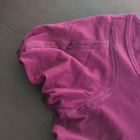 Unique Marc Jacobs Wool Purple Margenta Puff Sleeves  V Neck A Line  Dress - Picture 7 of 14